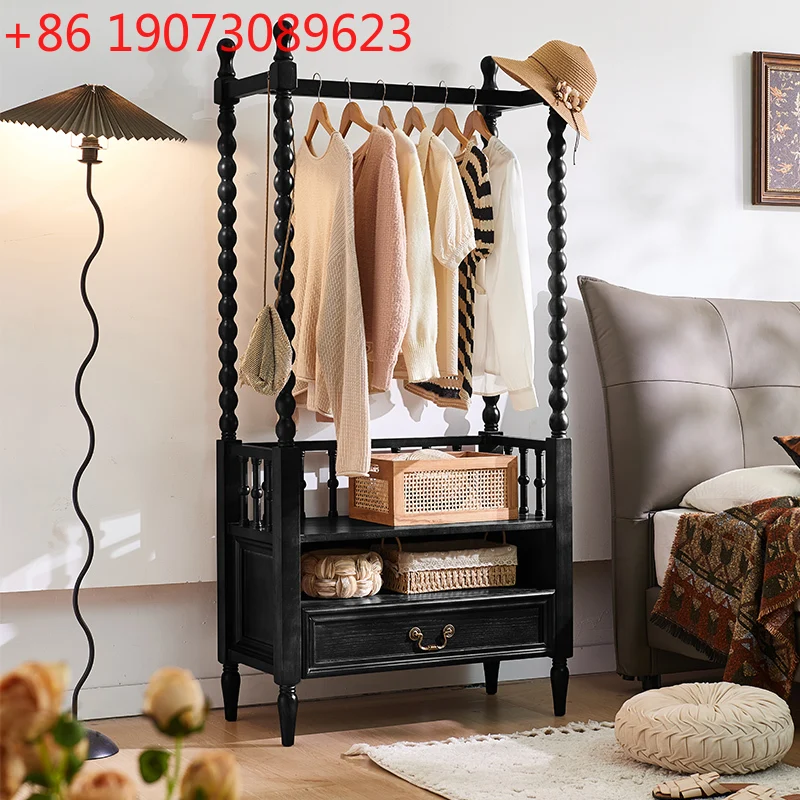 

French Retro Solid Wood Coat Rack, Bedroom Floor-to-ceiling