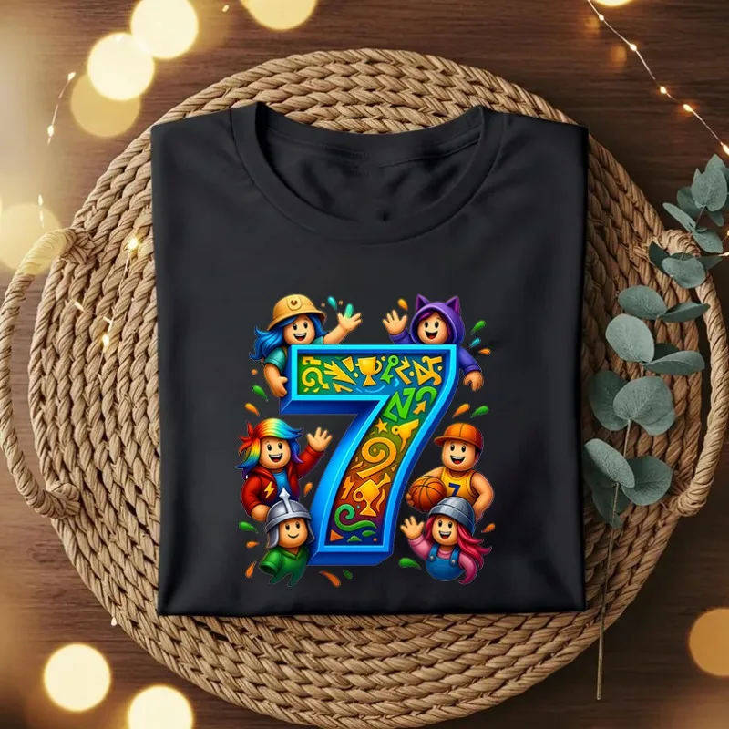 Roblox Children T Shirts Cartoon Birthday Number Graphic T-shirts Boys Girls Casual Short Sleeves Tops Summer Kids Clothing