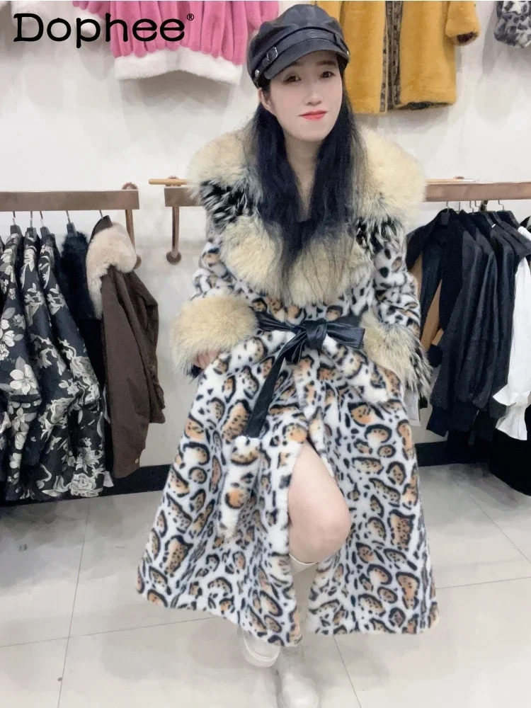 

2024 Winter New European Mink Fleece Imitation Mink Fur Coat Women Mid Length Knee Imitation Faux Fur Collar Coat Fluffy Jacket