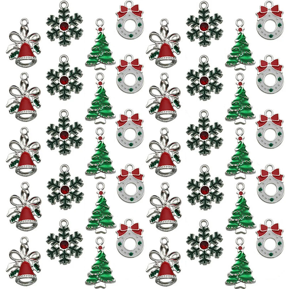 28 قطعة شجرة عيد الميلاد ندفة الثلج سحر سبيكة قلادة عدة ل عقد دي اي واي سوار القرط المفاتيح عطلة المشاريع الحرفية #5