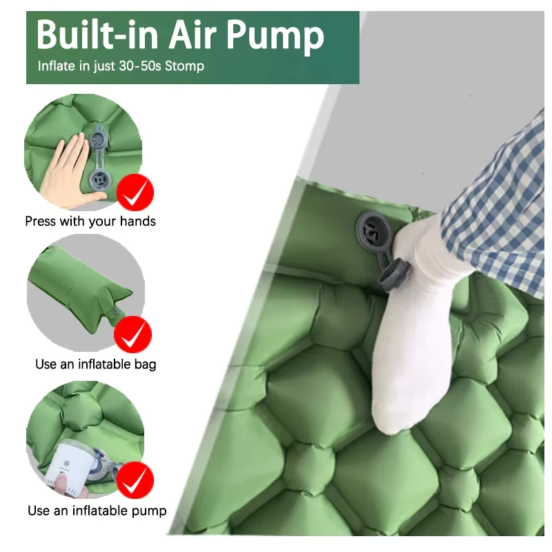 190*60 cm Materasso gonfiabile da campeggio esterno Materassino per dormire con cuscini Tappetino ad aria ultraleggero Costruito nella pompa di gonfiaggio Escursionismo RV