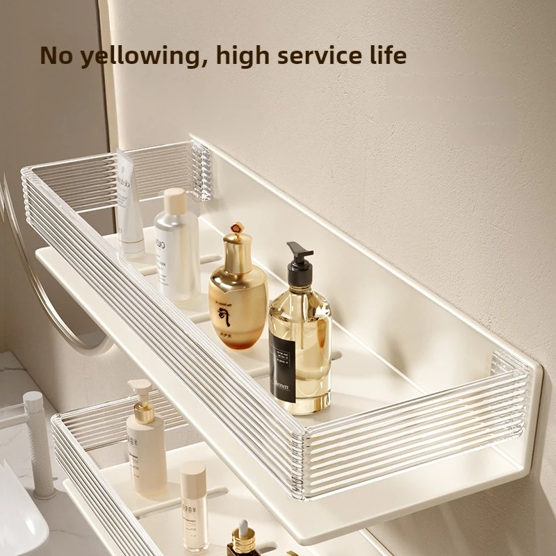 Acrylic Bathroom Shelf  White Storage Rack Oxidation-Resistant Vanity Organizer  Anti-Stain Bathroom Shelf