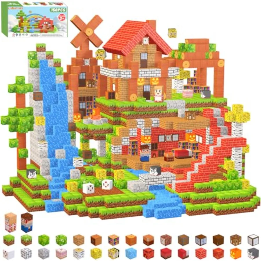 

150PCS Magnetic Blocks, Magnetic Building Blocks, Magnet Blocks 3D Building Set for Toddlers Boys, STEM Sensory Educational Sta