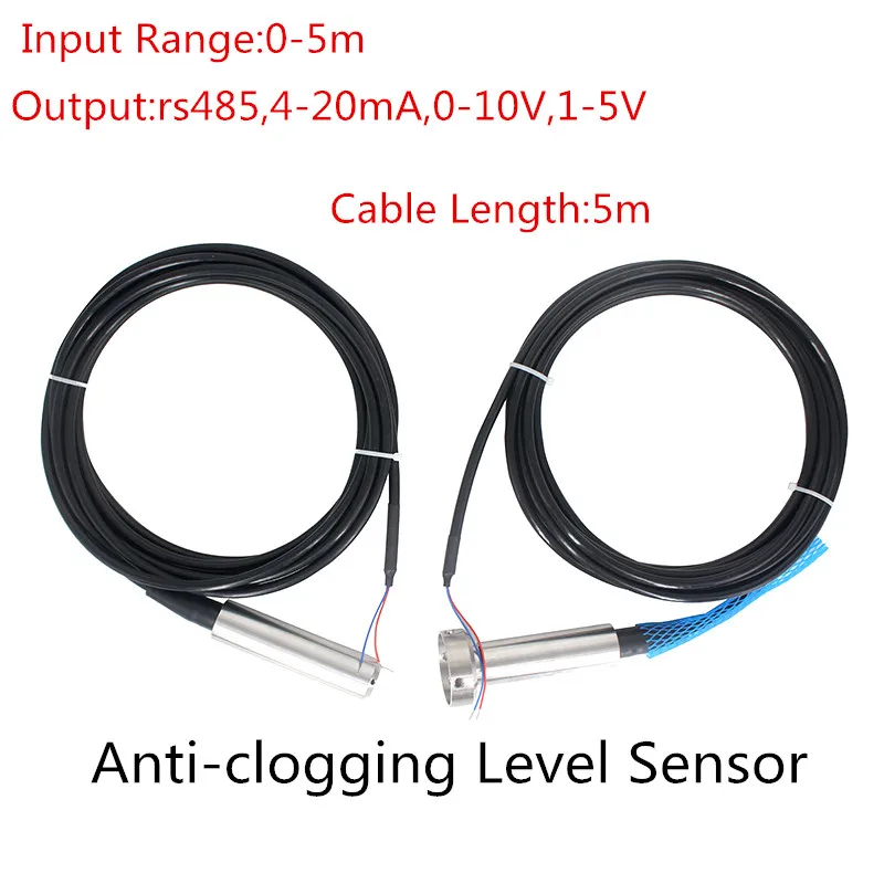 

Hydrostatic Water Level Sensor 5M 10M 20M Range Tank Liquid Level Transmitter 0-10v 4-20mA Analog 316L Diaphragm 304 Probe