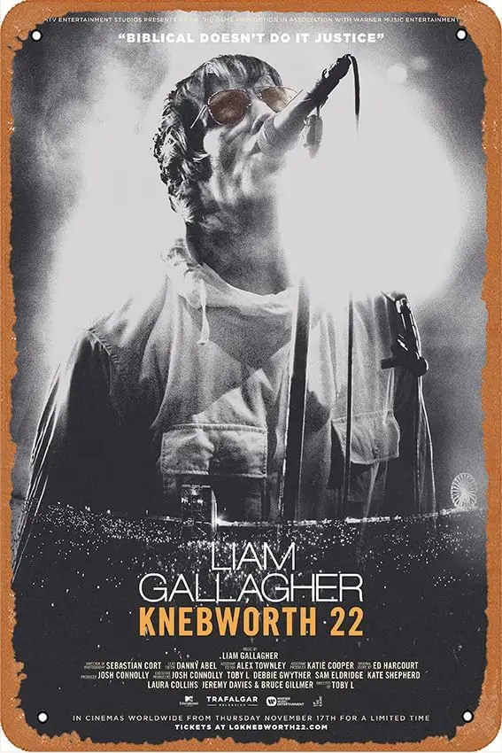 Liam Gallagher: Knebworth 22 Film Metal Tin Sign Wall Home Wall Art Metal Tin Sign,cave,bar,Club, Metal Tin Sign 8x12 Inches