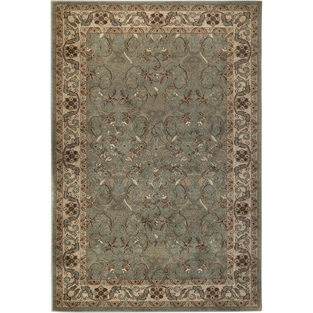 Indoor Area Rug, Jute Backed Rugs for Bedroom, Living/Dining Room, Office, Kitchen, Traditional Floral Scroll Floor Decor