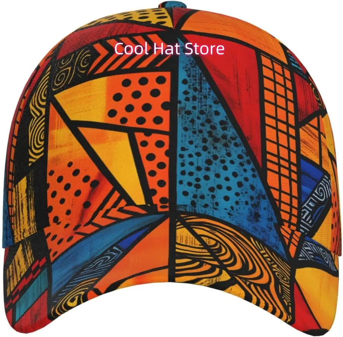 Vibrant Geometric Mosaic Pattern Baseball Cap Adjustable Cotton Baseball Hat for Sports, Outdoor, Travel Gifts for Men Black