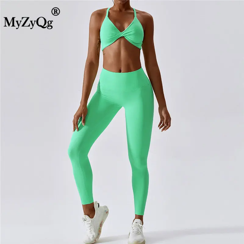 MyZyQg Strong Support Women Sports Yoga Two-piece Set Bra Running Gym Fitness Underwear Tracksuit Casual Workout Joggers Outfits