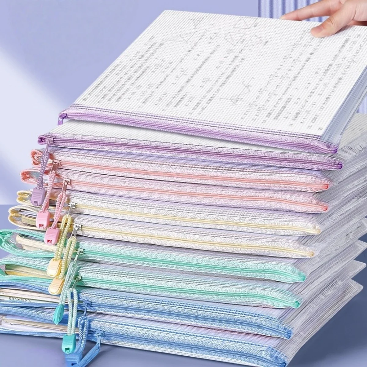 5/10pcs Mesh Zipper Pouch Bags for Organizing Storage, Waterproof Zipper Pouches, Letter File Bags for School, Toys and Office