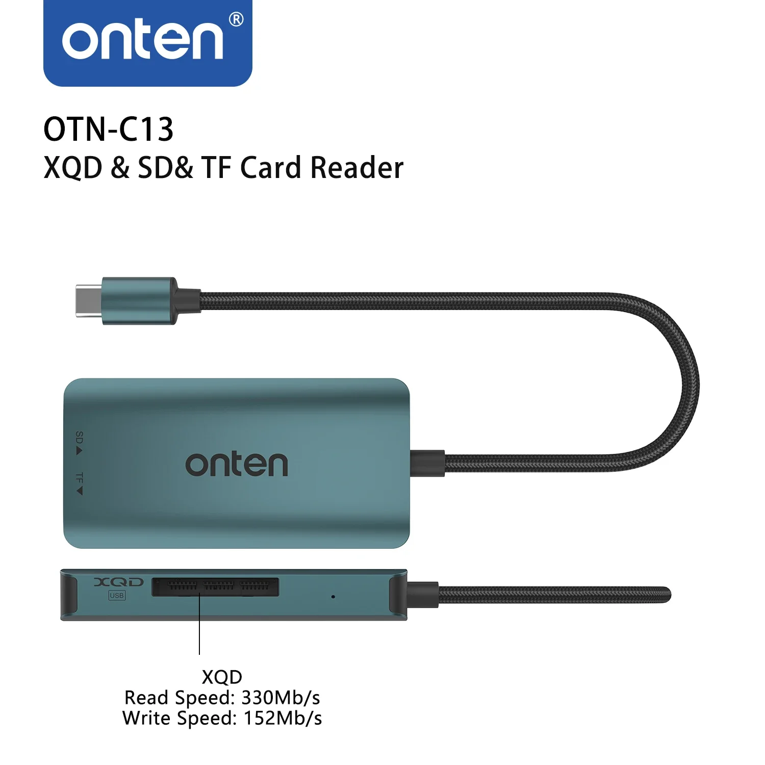 ONTEN-lector de tarjetas OTN-C13 Original tipo C a XQD, SD y TF