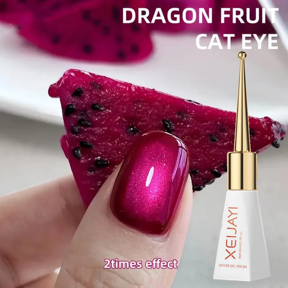10 ml/bottiglia Rosso Scuro Occhio di Gatto Gel Magnetico Smalto Per Unghie Perle di Vetro Magnete di Gatto Gel Olografico Metallico Soak Off UV Cat Eye Gel