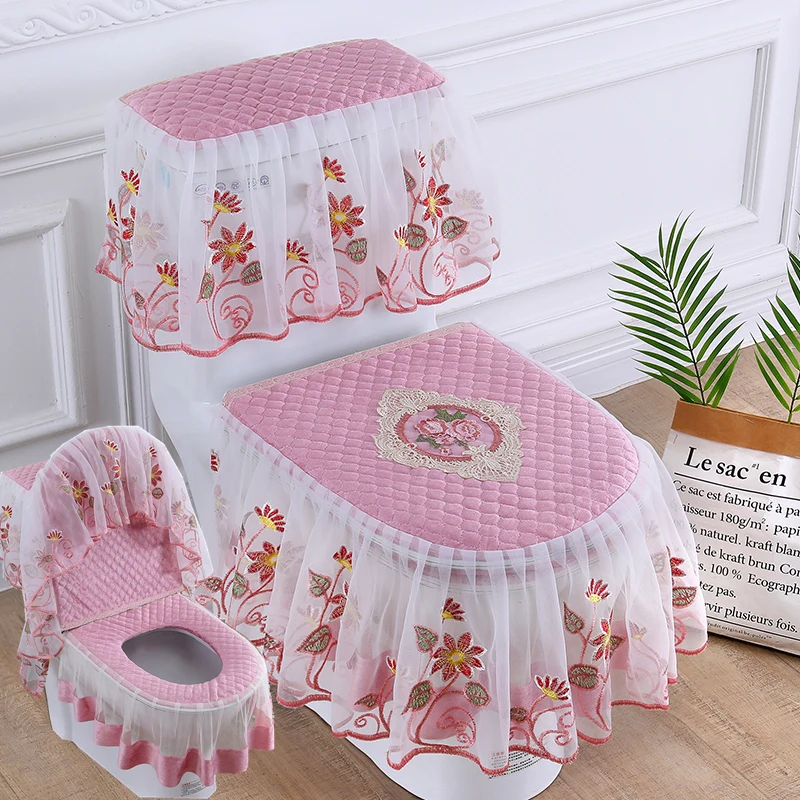 Universal Washable Toilet Cover Baby Plush Toilet Cushion Three Piece Set Thickened Zipper Toilet Mat Urinal Protective Cover