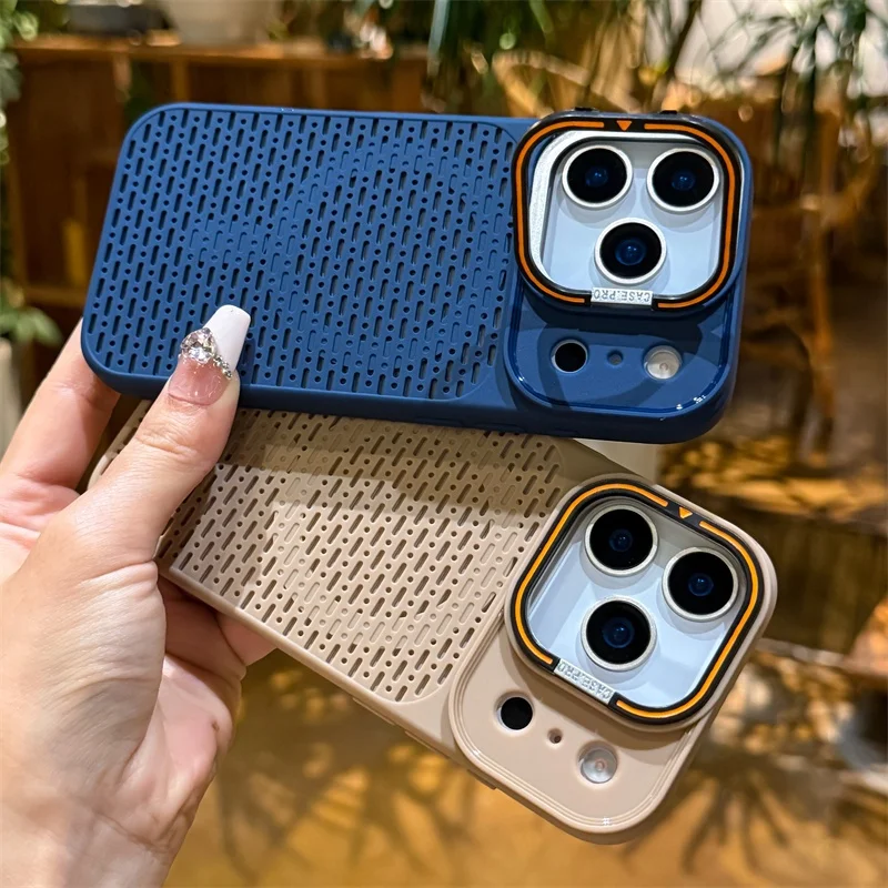 Luxuriöse, magnetische Hülle mit Wärmeableitungsgitter für iPhone 17 16 15 14 13 12 Pro Max Plus – kabelloses Laden, stoßfest