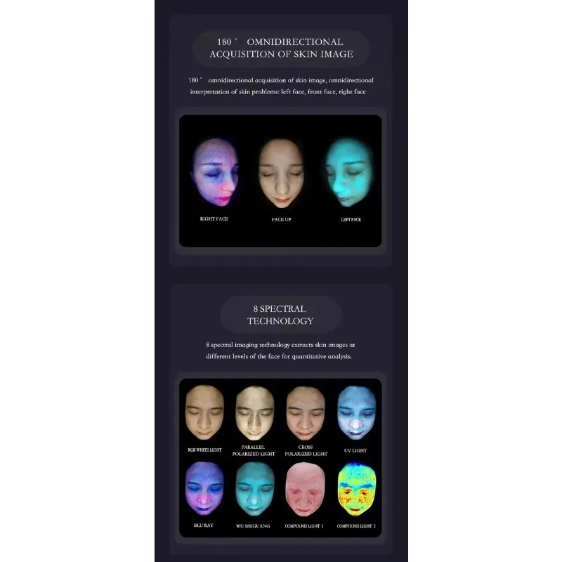 Sprzęt do salonów kosmetycznych Analizator skóry Tester skóry Analizador Facial Tester wilgotności skóry Analiza twarzy Maszyna do analizy skóry 3D