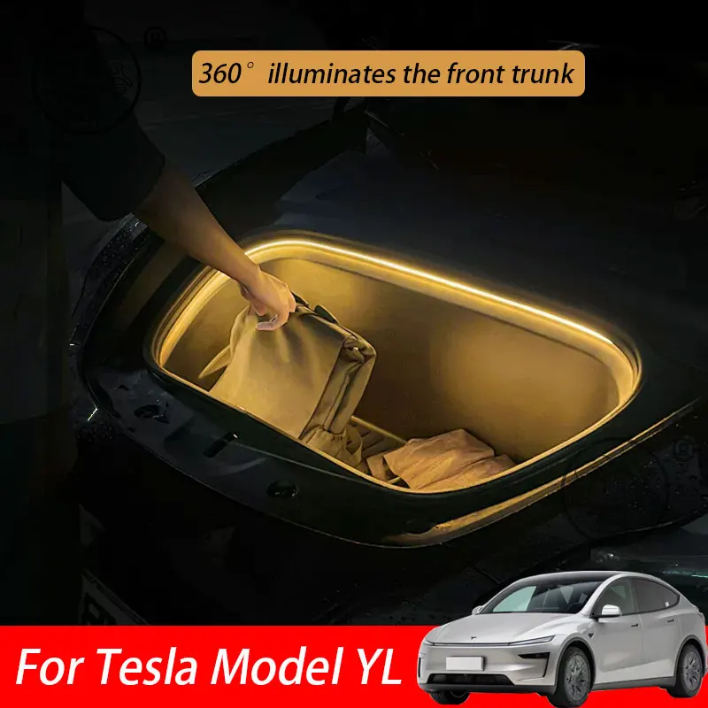 

For Tesla Model YL 2026 2027 Car Front Trunk LED Light Bar Strip Interior Brightening Decorative Lamp Strip Automatic Light