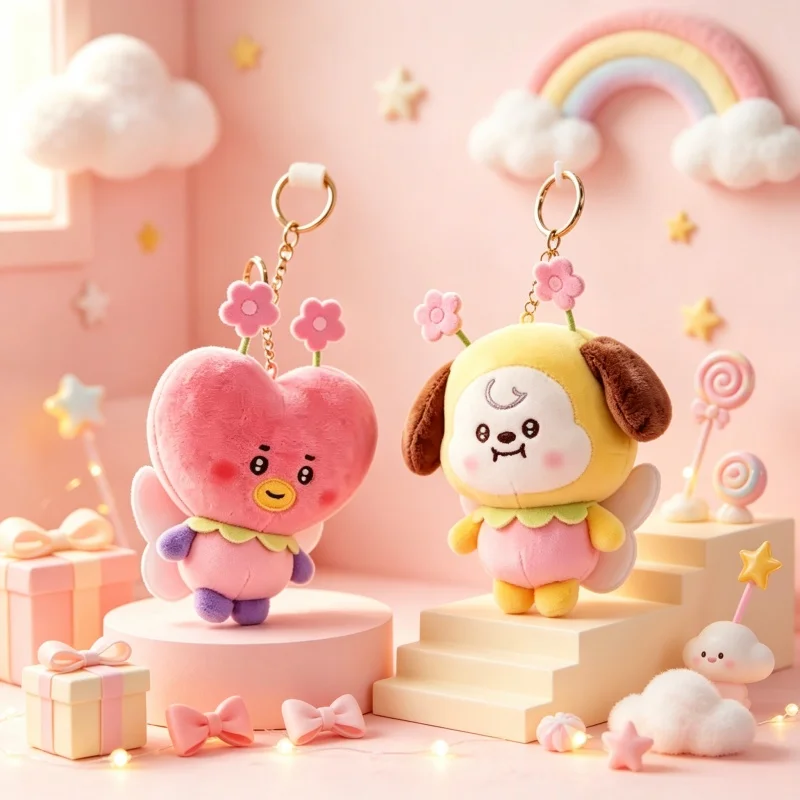 BT21 Anime Peripherals Chimmy Cooky Koya Shooky Tata Cute Plush Doll Creative Personality Backpack Hanging Pendant Decor Gift - view 2
