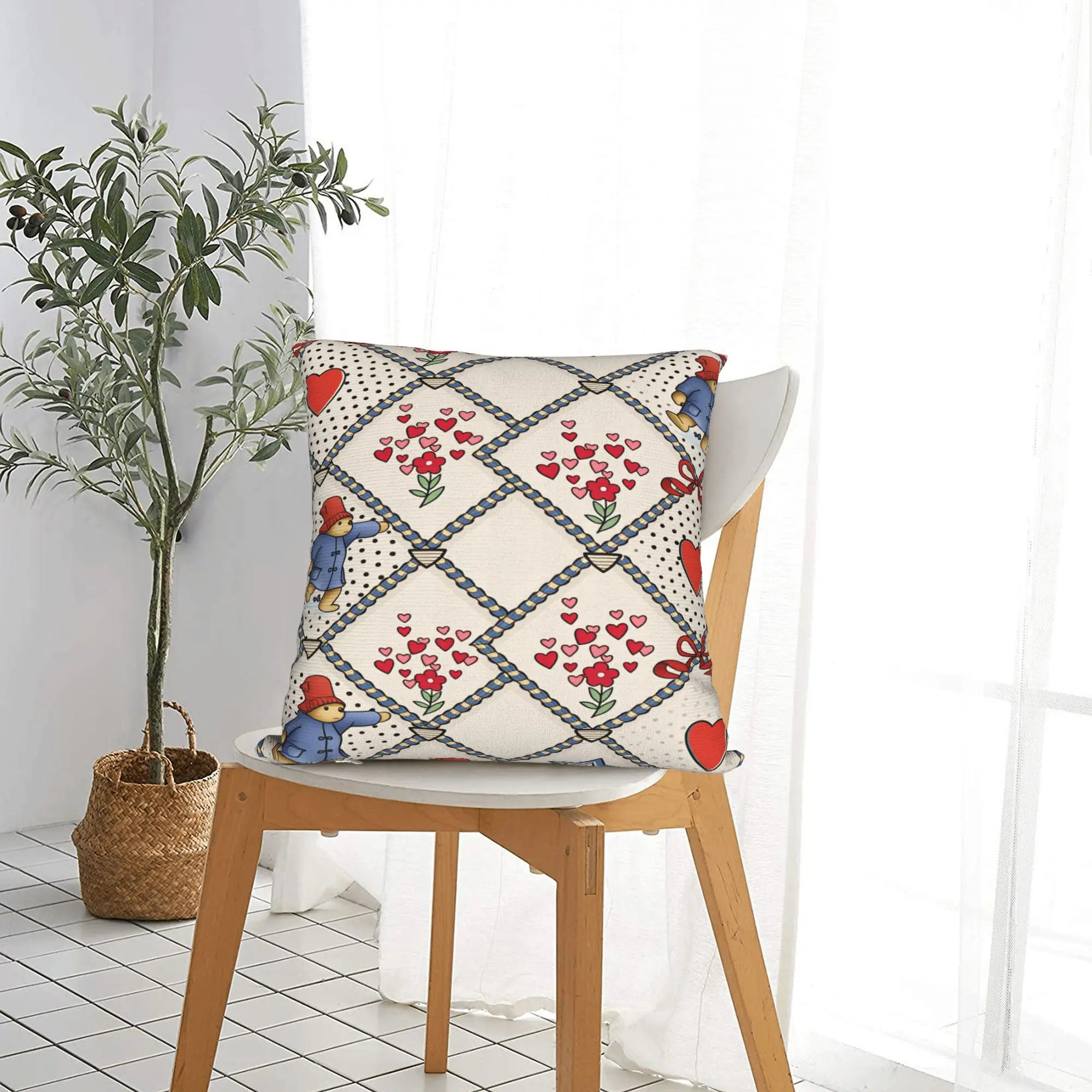 パディントンズ ブラウンズ ベア枕カバー ソフト枕カバー ソファ 車 ホームデコレーション レトロ トレンディ枕カバー