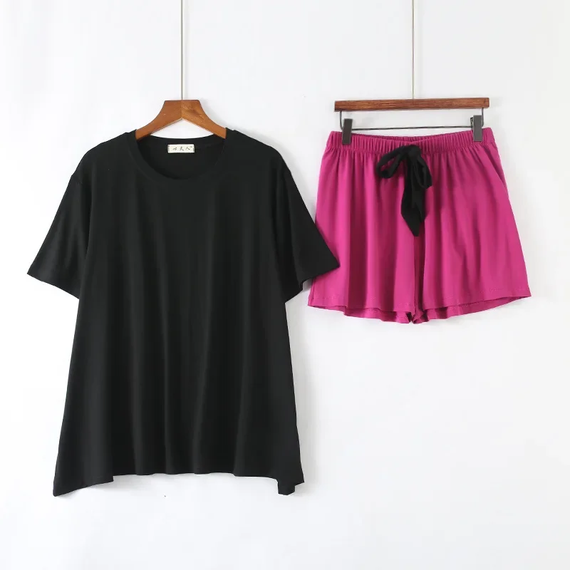 Summer 2024 new ladies casual pajamas suit modal short sleeve shorts women\'s pajamas thin section loose large size home service
