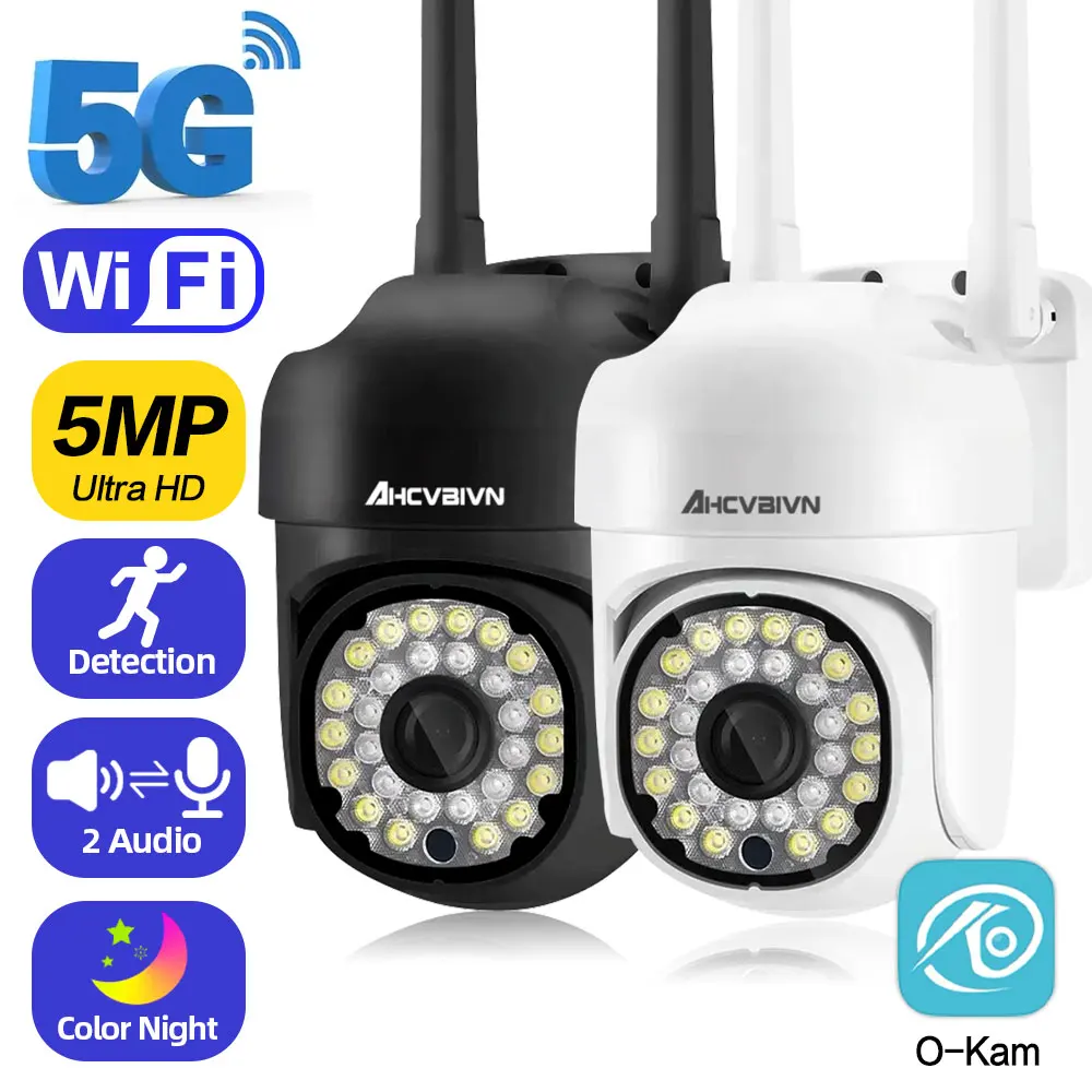 

Wifi IP Camera 2.4G 5G Outdoor 5MP HD PTZ IP Camera Mini Speed Dome Security Home Surveillance Wireless 2-Way Audio OKam App