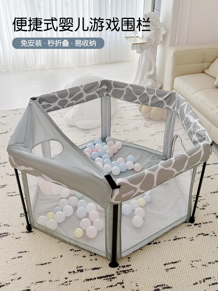 

EG326 Foldable Baby Playpen with Safety Fence, Living Room Crawling Mat, Indoor Toddler Play Yard Portable Baby Barrier for Home