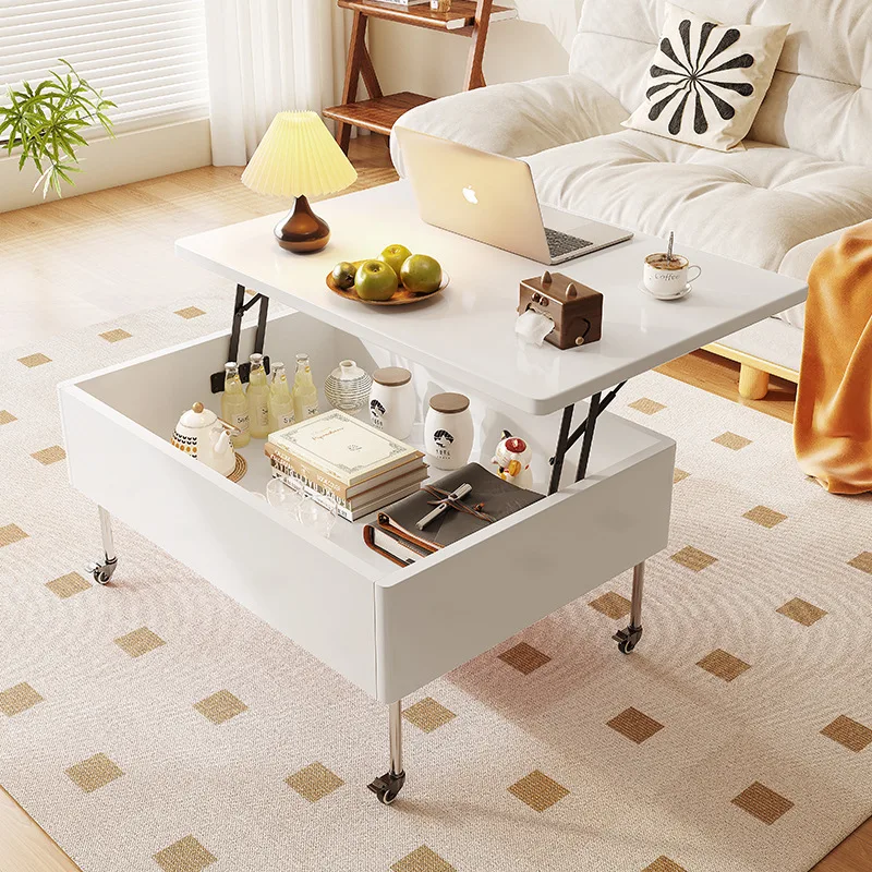 Internet celebrity push-pull coffee table lift coffee table small apartment dual-purpose household coffee table storage removabl