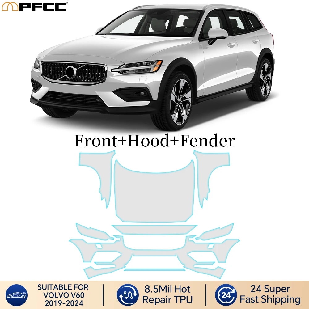 

For Volvo V60 2019-2024 Paint Protection Film 8.5thick Pre-Cut Car Clear TPU Car Body Decal Wrap Film Kit PPF Kit Transparent
