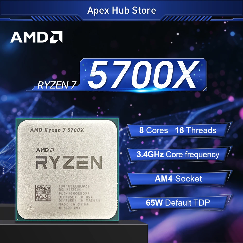 

AMD Ryzen 7 5700X 3,4 ГГц L3 = 32M DDR5 7NM Socket AM5 8-ядерный 16-поточный процессор R7 5700X 65 Вт без вентилятора