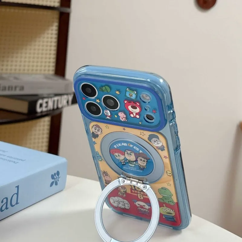 Cute Toy Story Phone Case for iPhone 17 16 15 Pro Max For Magnetic Ring Stand Shockproof TPU Full Camera Protection Back Cover