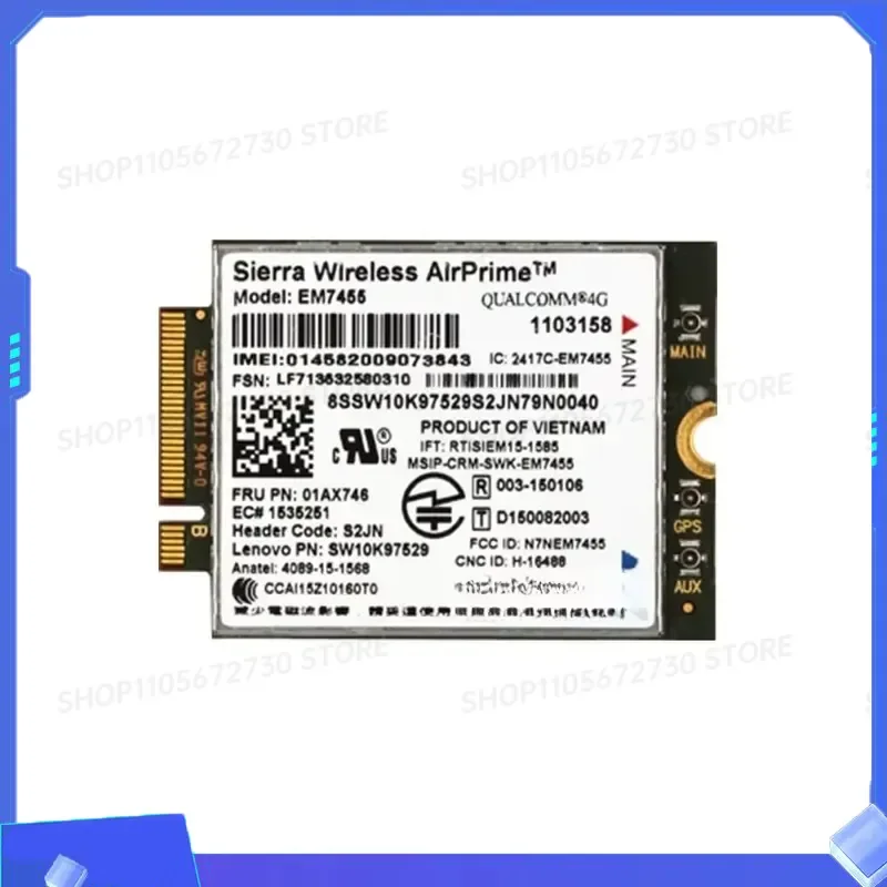 for ZZ 2026 EM7455 4G LTE WWAN Module Gobi6000 FDD TDD FRU 00JT542 01AX756 Compatible for ThinkPad T460 T460P L560 Yoga 260