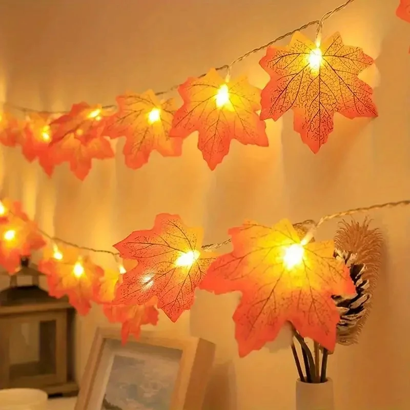 1pc 10/20 LED Maple Leaf String Lights Battery Powered Fairy Lights For Home Party Holiday Arrangement Scene Outdoor Decoration