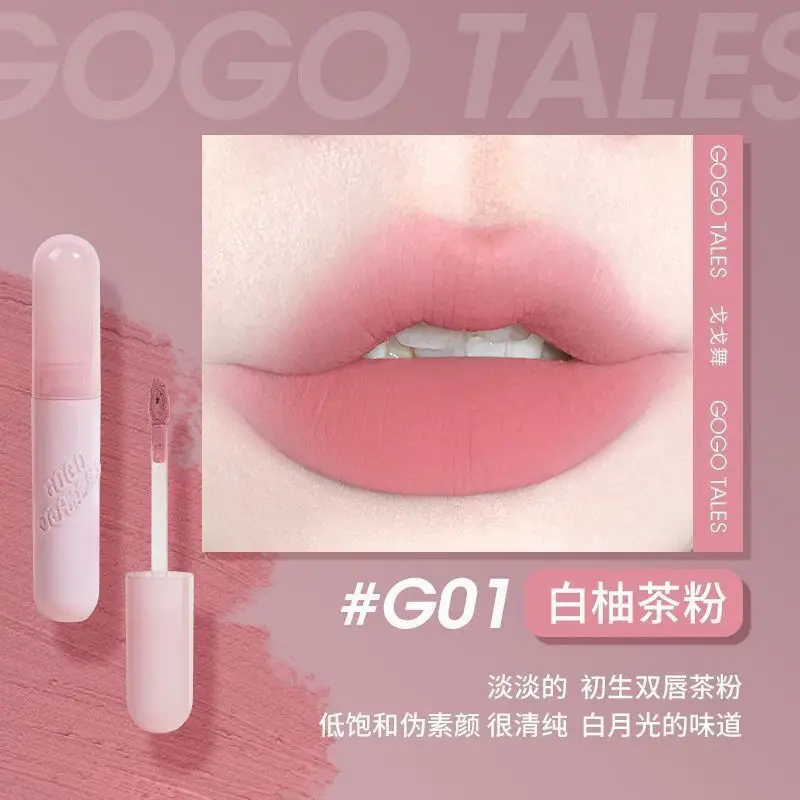 GOGO TALES-Batom Líquido de Longa Duração, Esmalte Fosco para Lábios, Cor Nude, Antiaderente, Cor Natural, Maquiagem Beleza, Outono e Inverno