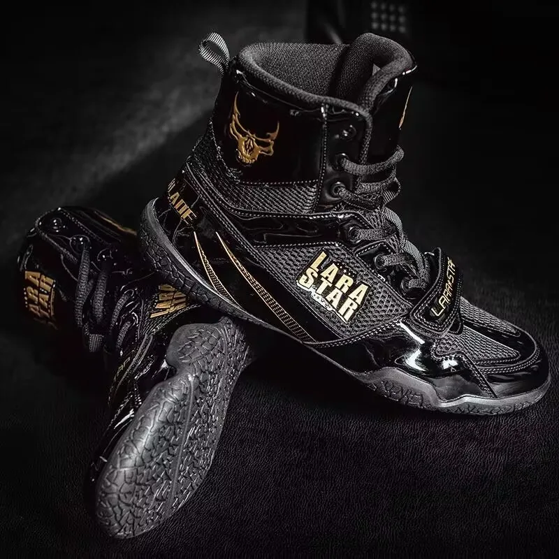 Professional Wrestling Shoes Mesh Breathable Boxing Shoes Comfortable Fighting Shoes Hard-Wearing Gym Training Shoe For Men