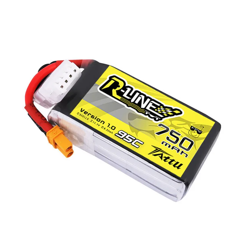 Original TATTU-R-LINE 1.0 95C 750mAh 11.1V LiPo แบตเตอรี่สําหรับเฮลิคอปเตอร์ RC Quadcopter FPV Racing Drone อะไหล่ 11.1V แบตเตอรี่