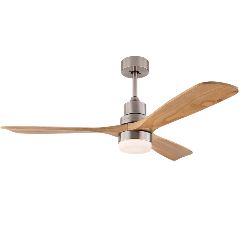 Ventilateur de plafond avec télécommande, lumière LED à intensité variable, 3 ventilateurs en bois, moteur à courant continu réversible, ventilateur de plafond moderne, 52 pouces