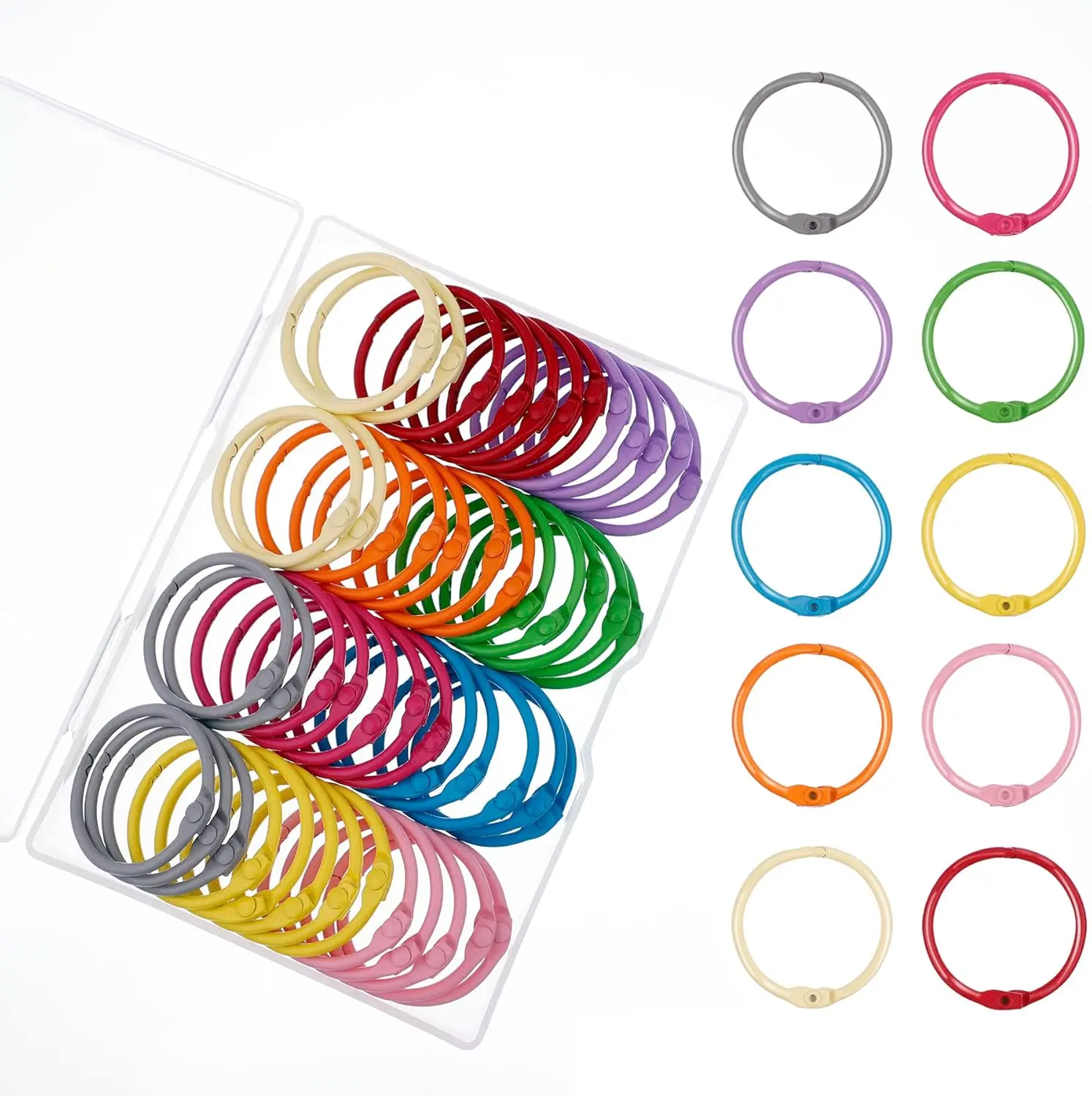 

50PCS Metallic Loose Leaf Binder Rings 1.2 Inch Colorful Book Rings for School Office Supplies