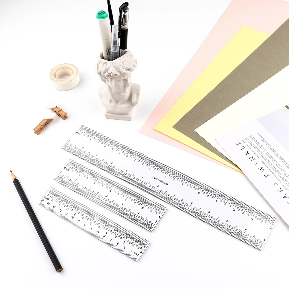 

Zero-Centering Clear Acrylic Ruler 6"/12" Transparent Measurements Straight Ruler Craft Tool Make Cards Diy Handmade Travel Size