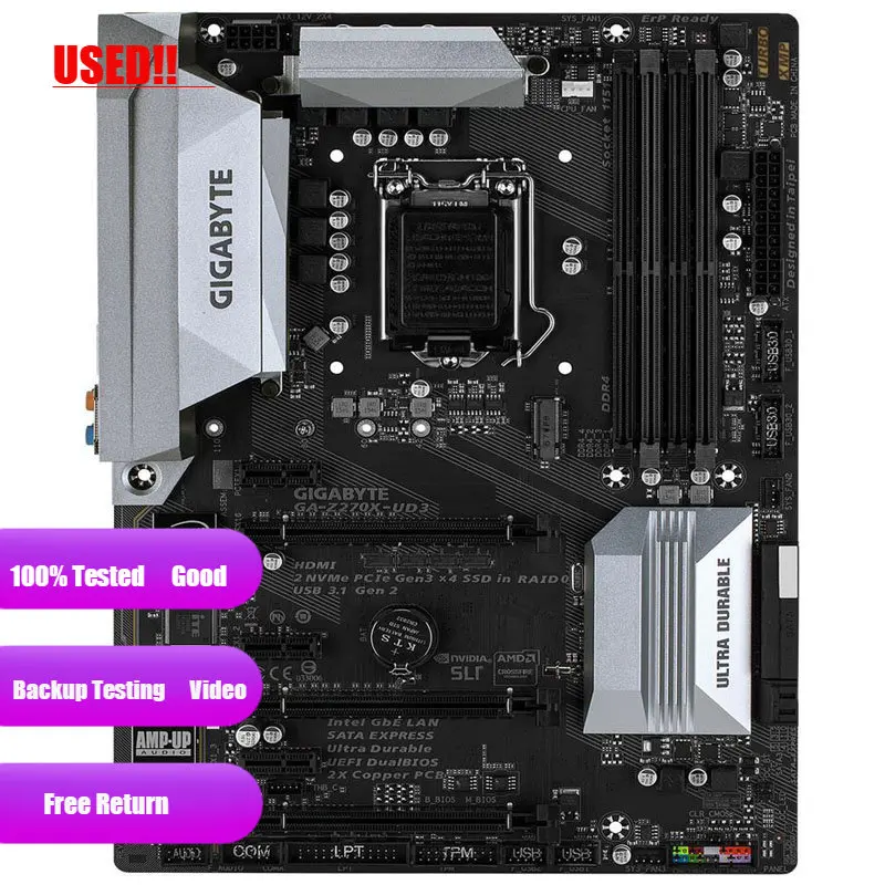 

GIGABYTE GA-Z270X-UD3 LGA 1151 Intel Z270 HDMI SATA 6Gb/s USB 3.1 ATX Motherboard