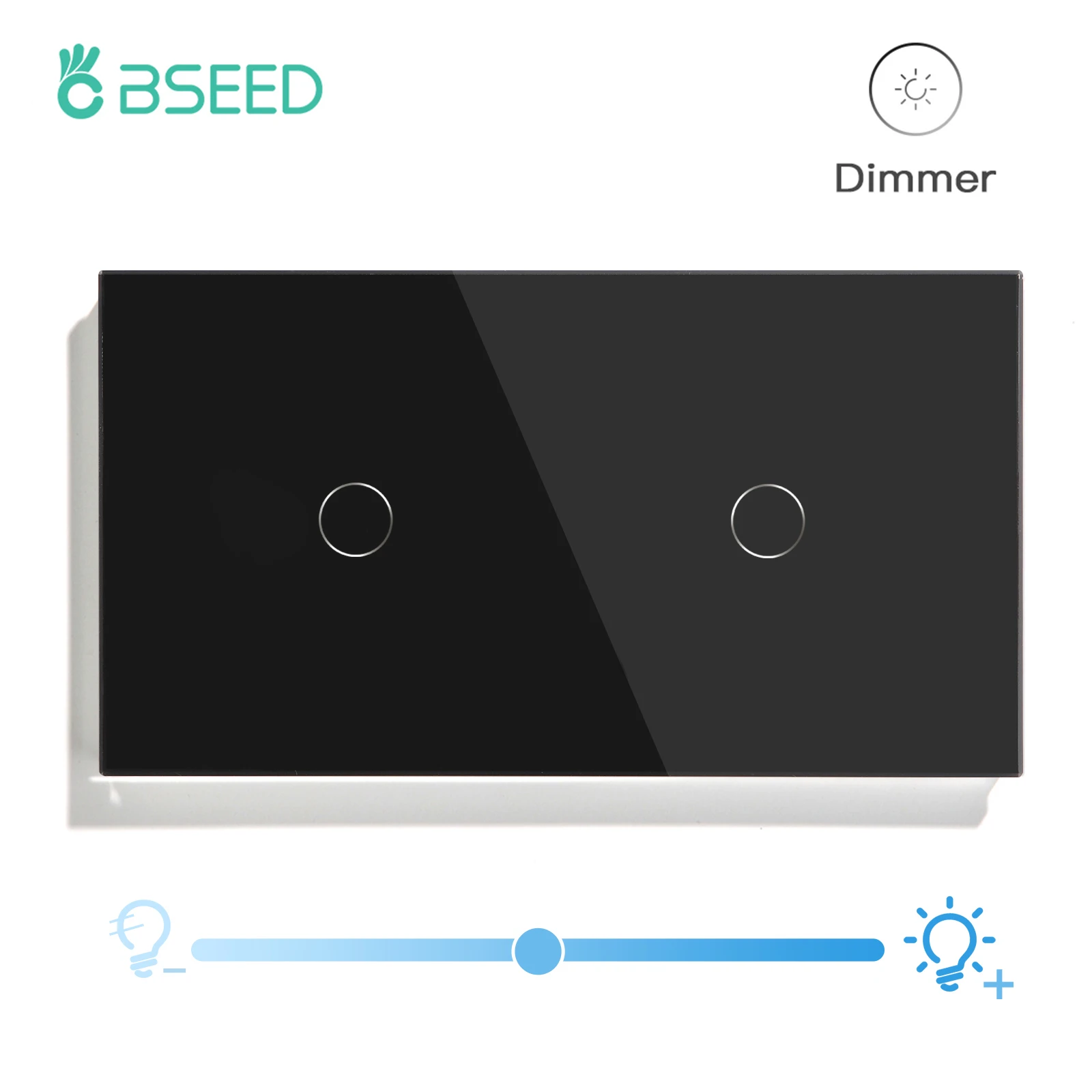 BSEED Dimmer Lichtschakelaar 1Gang 1Way Led Dimmer 220V Muur Touch Lichtschakelaar Kristallen Glazen Paneel Blauwe achtergrondverlichting Geheugenfunctie