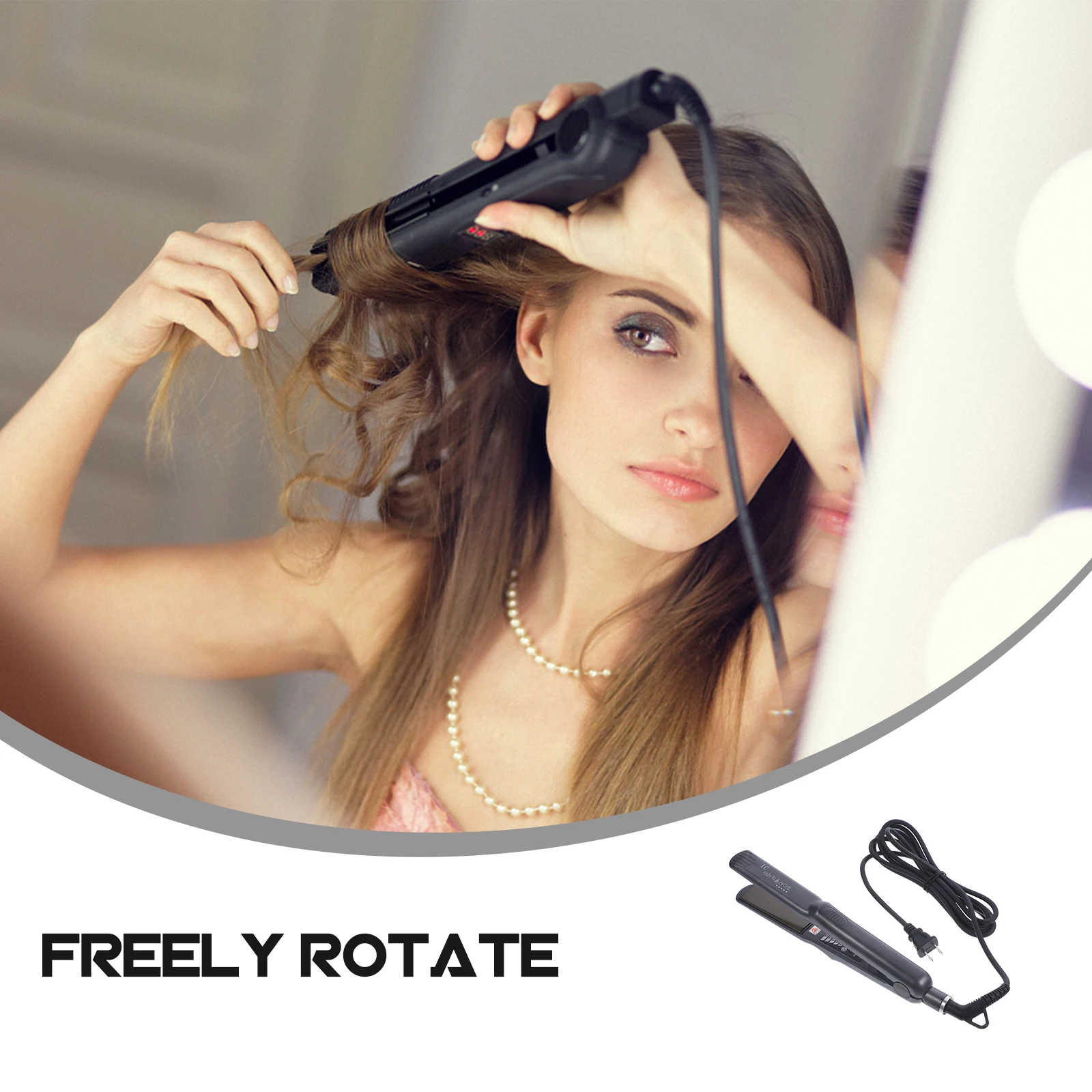 

1pc Straightener Curling Iron Dual Purpose Portable Hair Splint With Us Plug Black 360 Rotating Cord Rapid