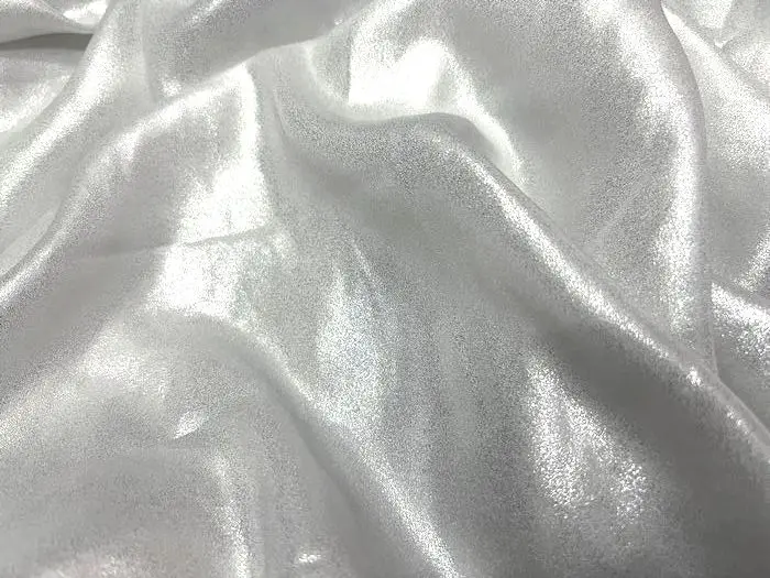 Soft Shiny White Silver Glossy Silk Chiffon Fabric for Sewing Material Dress Wedding Garment Wide 150cm Sold By The Meter