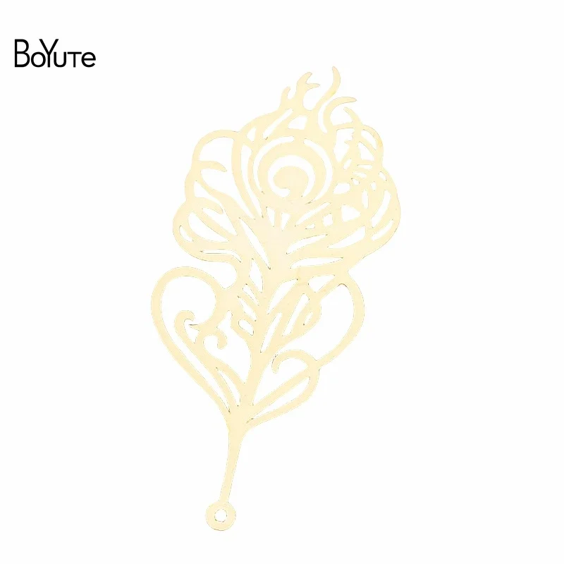 

BoYuTe (10 Pieces/Lot) 65*29MM Metal Brass Feather Shaped Pendant Sheet Materials Diy Jewelry Accessories