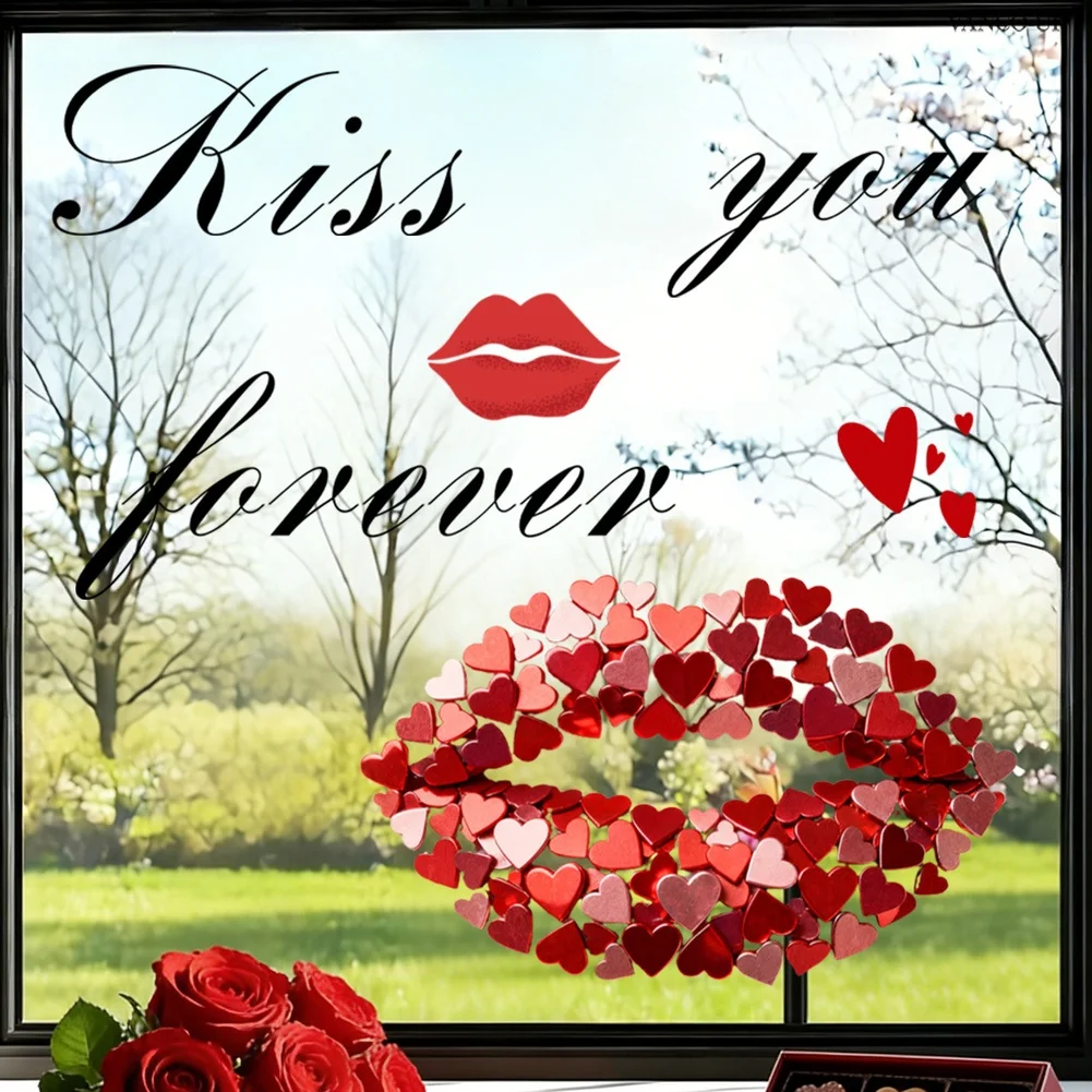 Valentine\'s Day Decor Valentine Clings PVC Stickers Static Cling Technology Reusable Design Double-sided Pattern