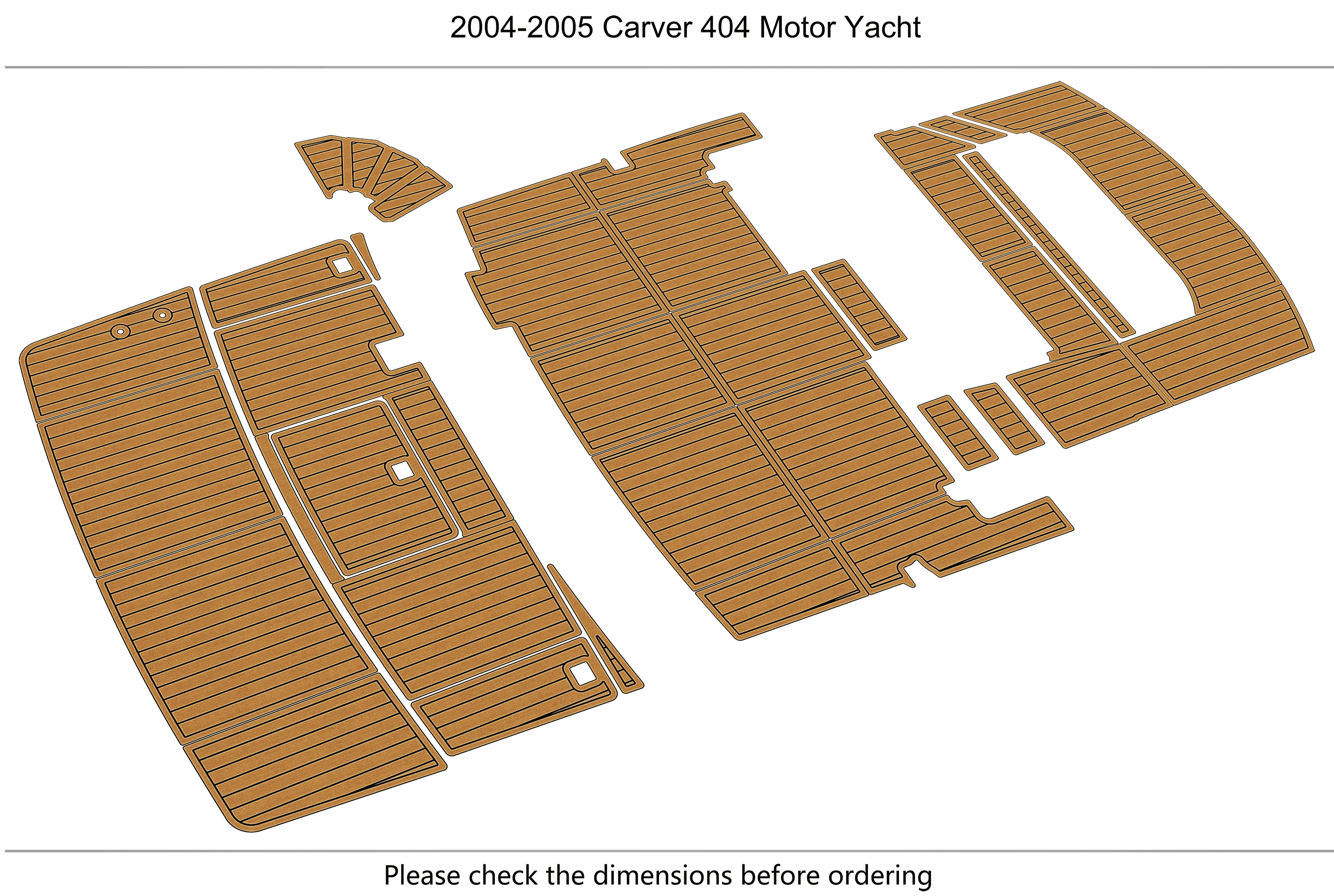 Marine Faux Teak EVA Non-Slip Mat 2004-2005 Carver 404 Motor Yacht Self-Adhesive 1/4
