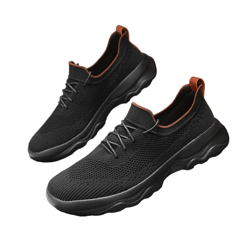 

Mens Pure Black Sneakers Sports Shoes Non-Leather Casual Shoes Summer Breathable Comfort Walking Joggnig Running Plus Big Size