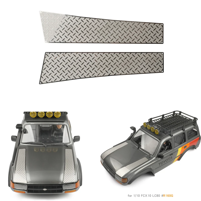 

Anti-slip Plates on Both Sides of The Hood Simulated Stainless Steel Decoration for 1/10 RC Crawler Car Traxxas FCX10 DIY Parts