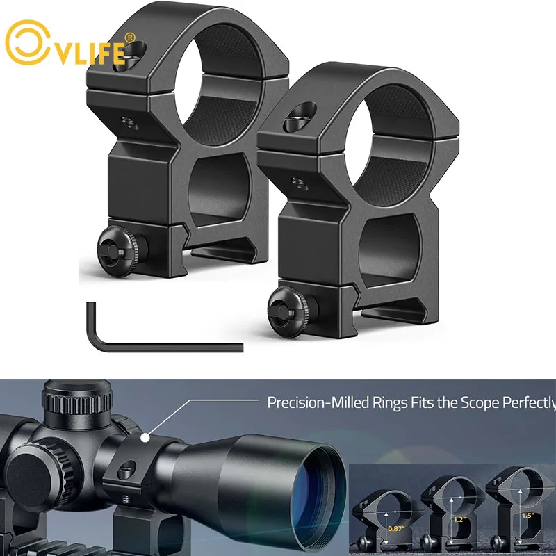 

CVLIFE 1 Inch Black Scope Rings Scope Mount Fit for All 21mm Picatinny Rails 2 Pieces Fit Rifle Hunting Tactical