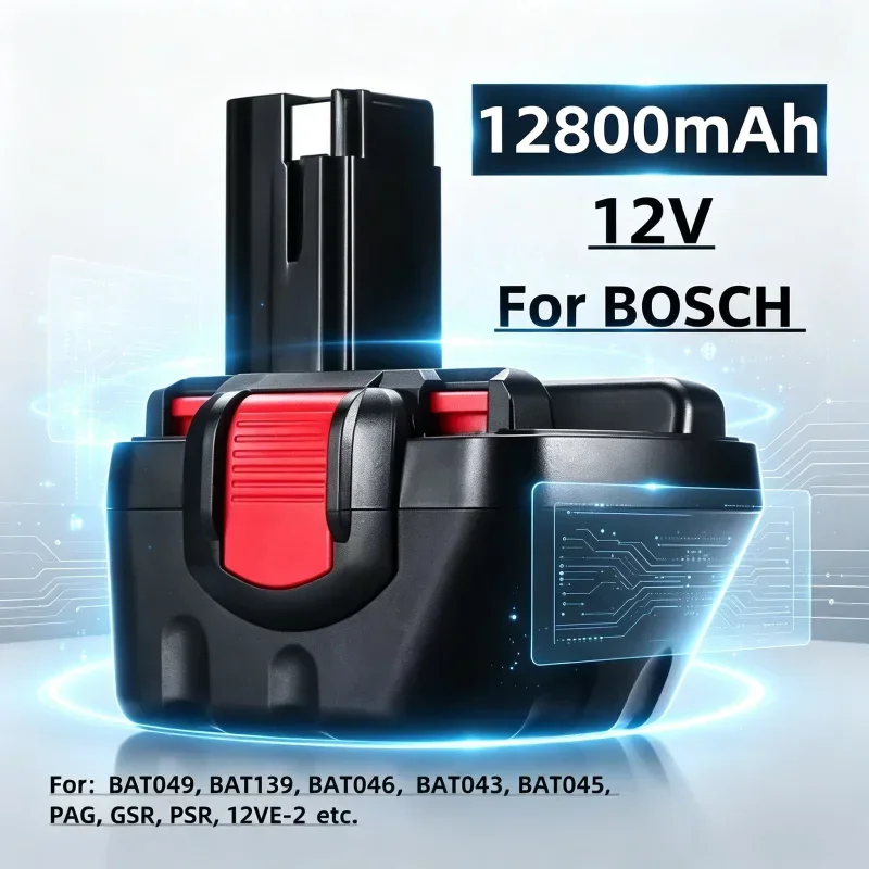 12V 12,8AH Ni-Cd Akku für Bosch 12V Elektrowerkzeuge 12800mAh GSB GSR 12 VE-2 BAT043 BAT045 BAT046 BAT049 BAT120 BAT139