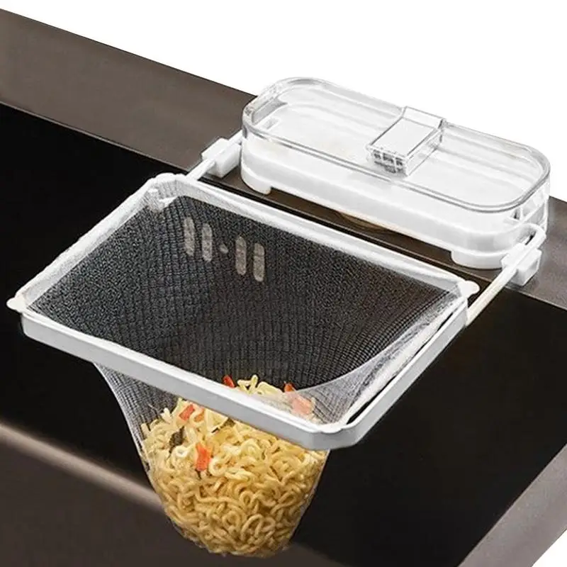 Kitchen Residue Filter Screen Holder Foldable Sink Strainer Mesh Bag Net Shelf With Disposable Garbage Mesh Bag Kitchen Gadget