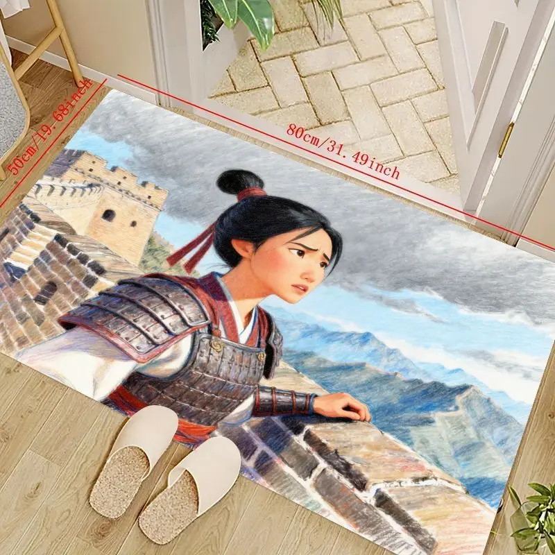 

1 шт. напольный коврик «Аниме Мулан Воин Принцесса», коврик Brave Heroine Great Wall Art, нескользящий моющийся домашний декор для гостиной