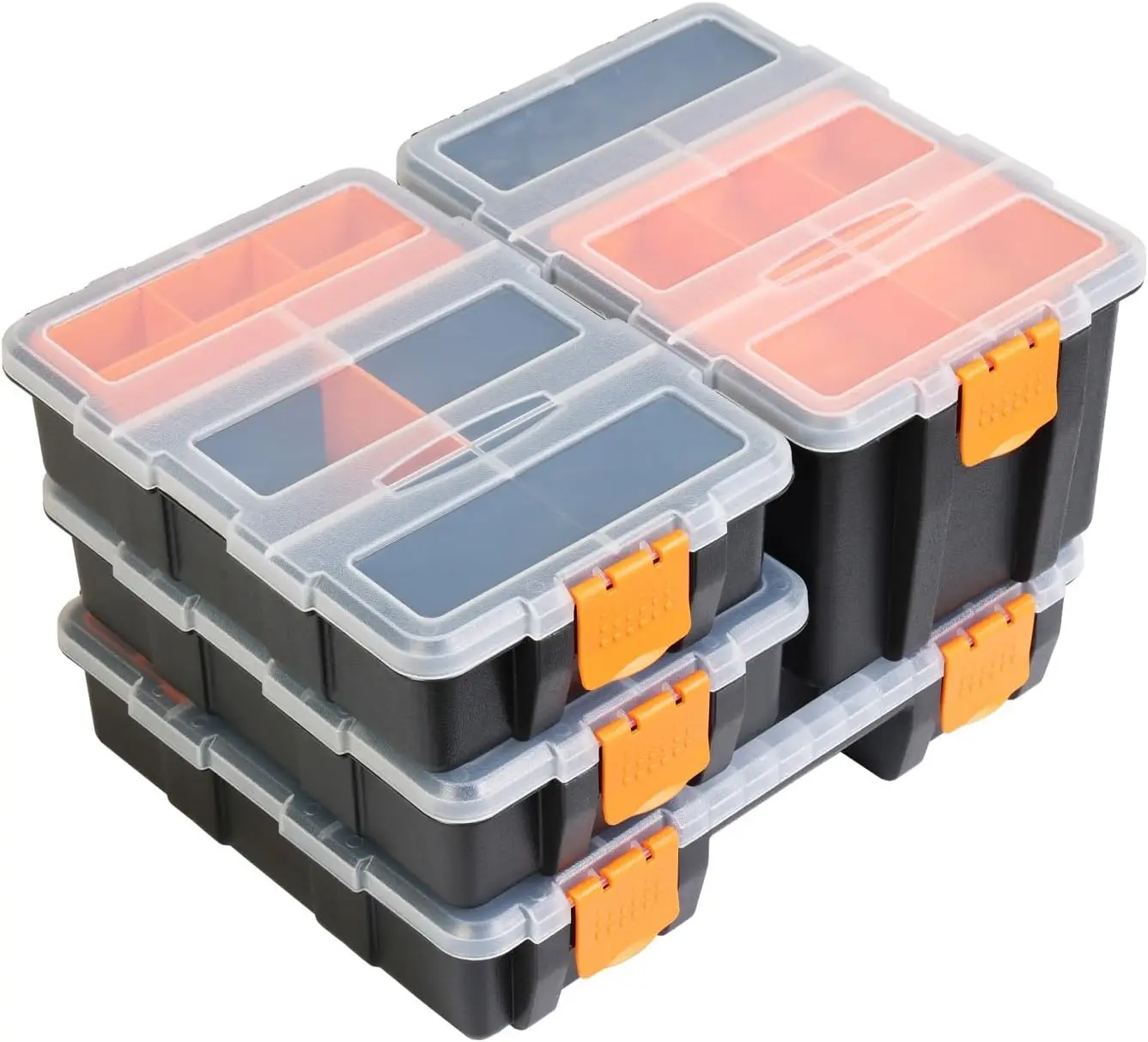 

Hardware & Parts Organizers 4 Piece Set - Versatile Storage Toolbox for Bolts, Screws, Nails, Nuts, and Small Hardware
